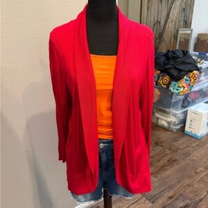 Chico's Bright Red Open-Front Women's Cardigan
